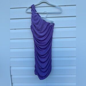 One-Shouldered Purple Party Mini Dress